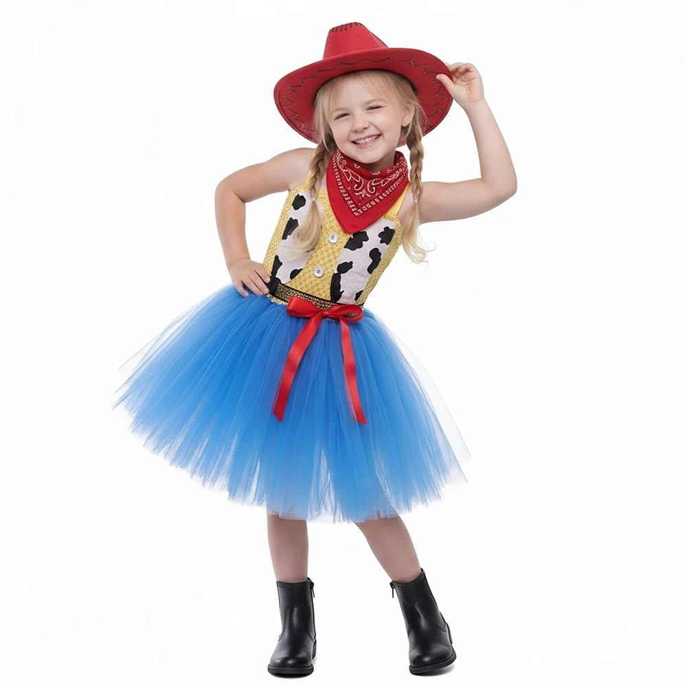 New Movies Kid Jessie Woody Costume Buzz Woody Jumpsuit Sets Girl Cartoon Dress Halloween Cosplay Carnival Party Cowgirl Clothes view 5