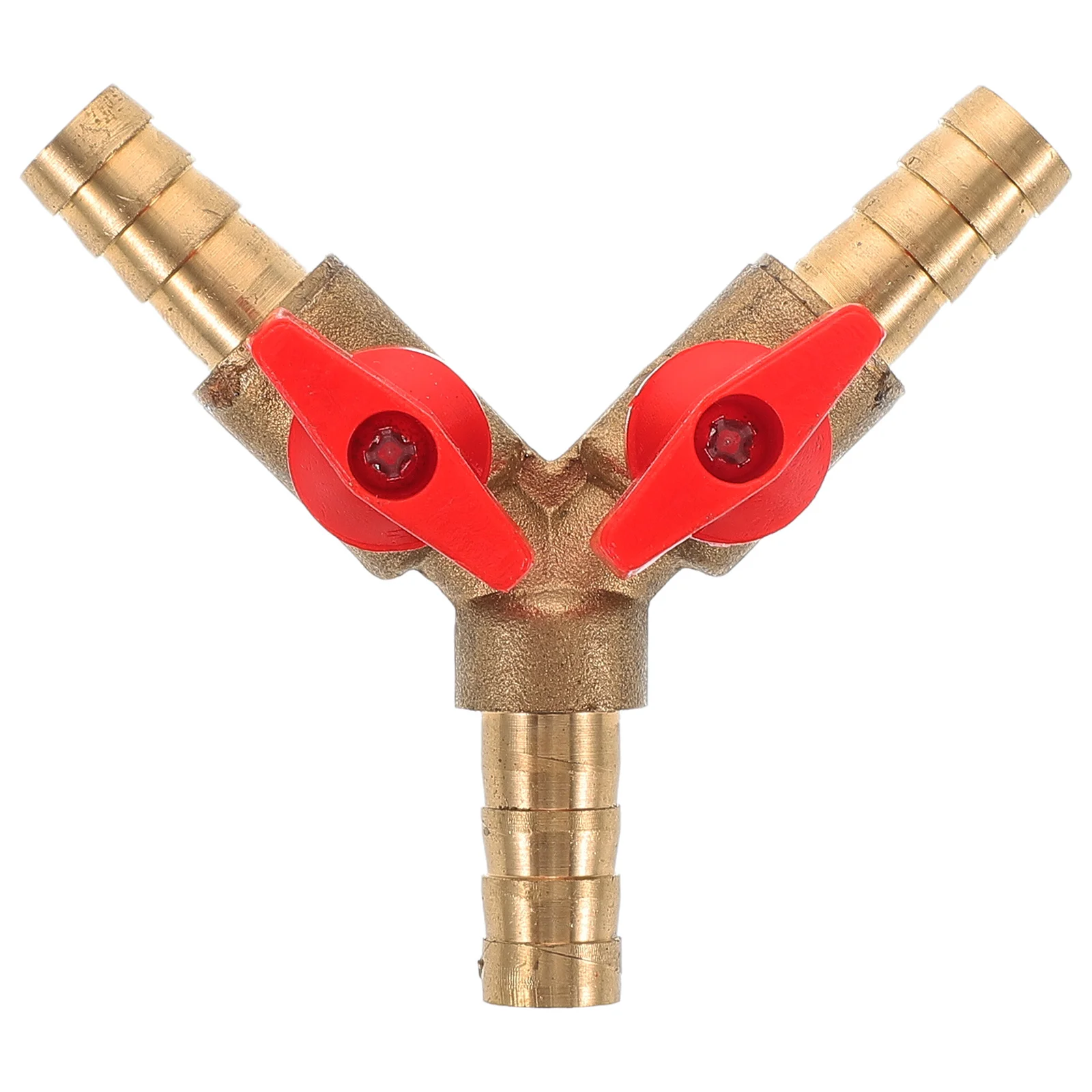 Y Shape Three-Way Valve Copper 10Mm Gas Pipe Distribution Switch Shut Off Hose Barb Clamp Tee Professional Use