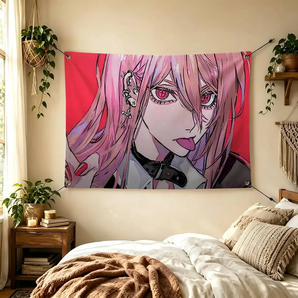 Chainsaw Man Power Flags Wall Hanging Tapestry Outdoor Garage Room Decorative flag Background Blanket