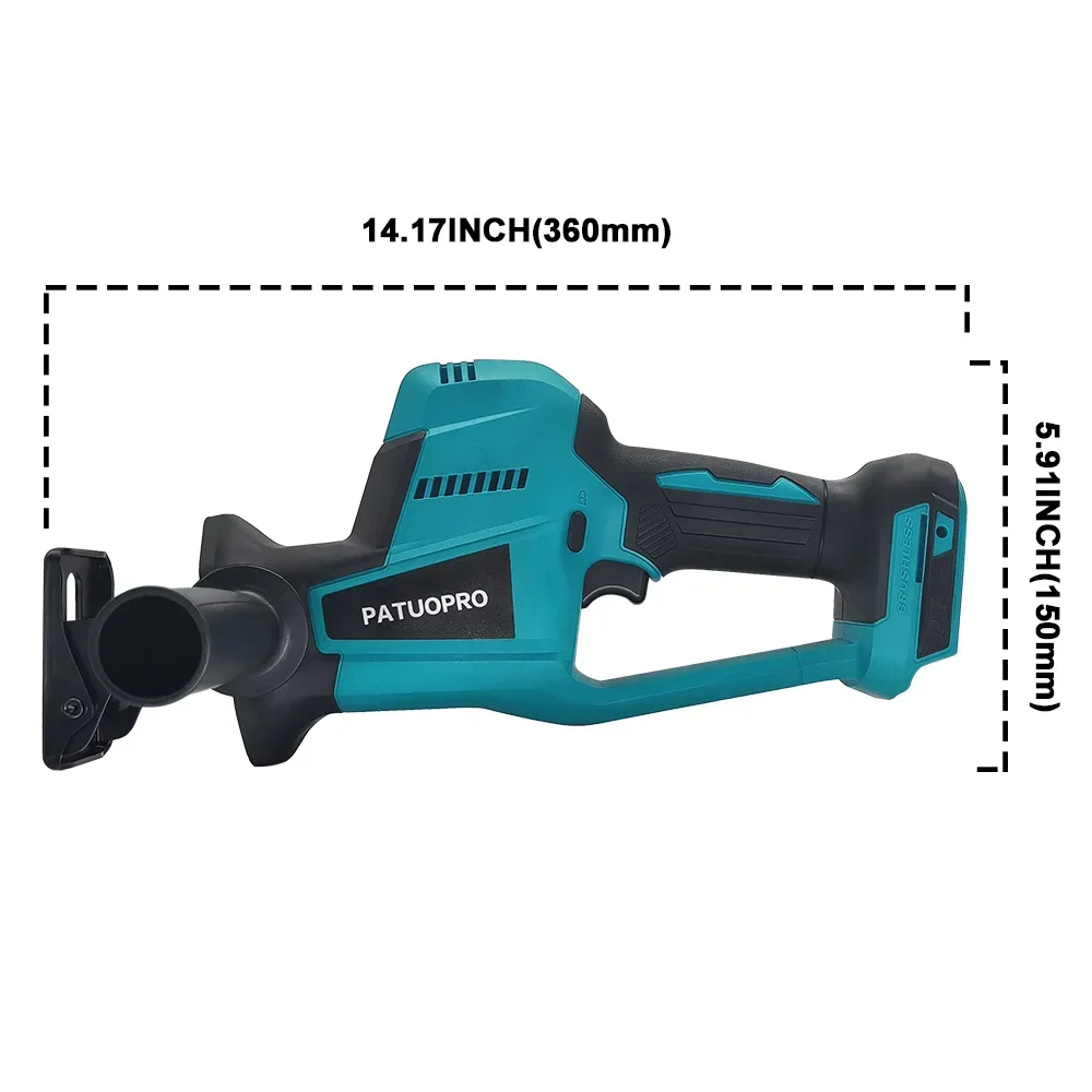 PATUOPRO Brushless Cordless Reciprocating Saw Electric Saw Wood Metal PVC Pipe Cutting Power Tools For Makita 18V Battery