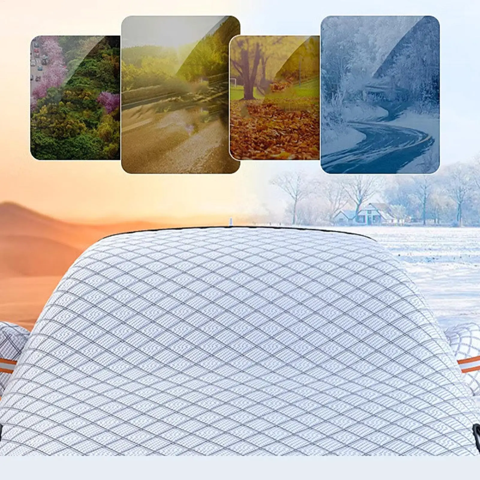 Windshield Snow Cover Sunshade Exterior Mirror Protection Car Front Window Protector For Winter Parking Lot Roadside Road Trips