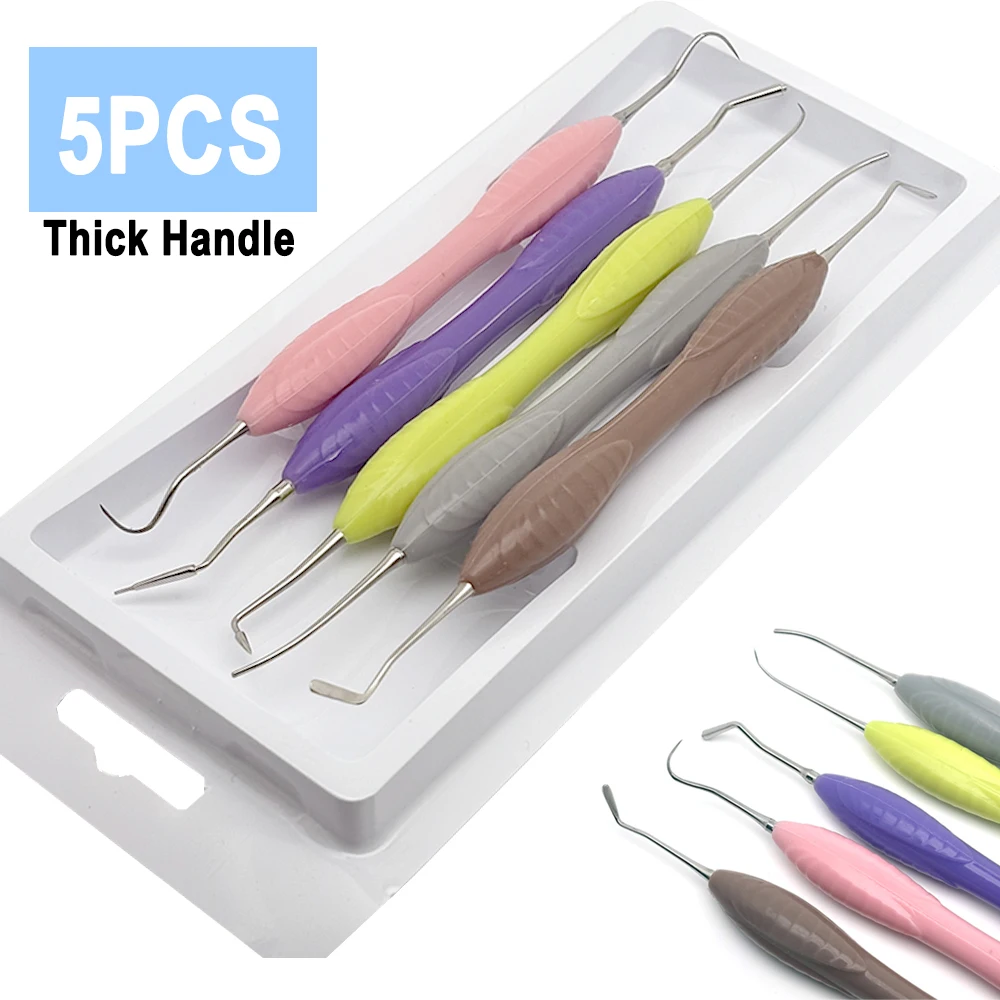 5Pcs Dental Thick Handle Resin Spatulas Composite Instruments Silicone Resins Filler Set Dentist Aesthetic Restoration Tool