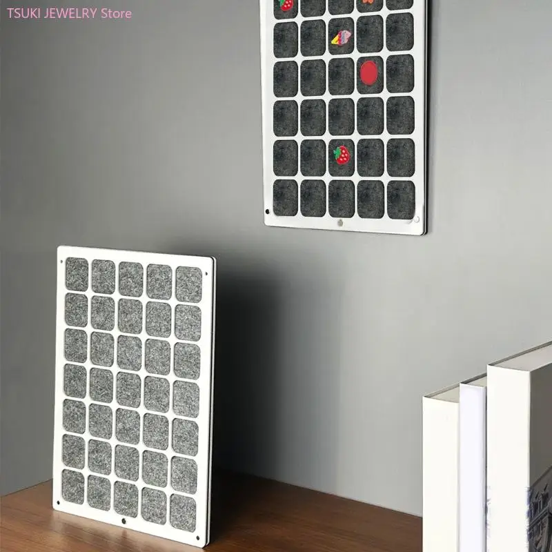 62KE 35-Gitter-Acryl-Emaille-Pin-Anzeigetafel, wandmontierbare Desktop-Organizer für Schmuck, Sammlerstücke, schützend – Detail 4