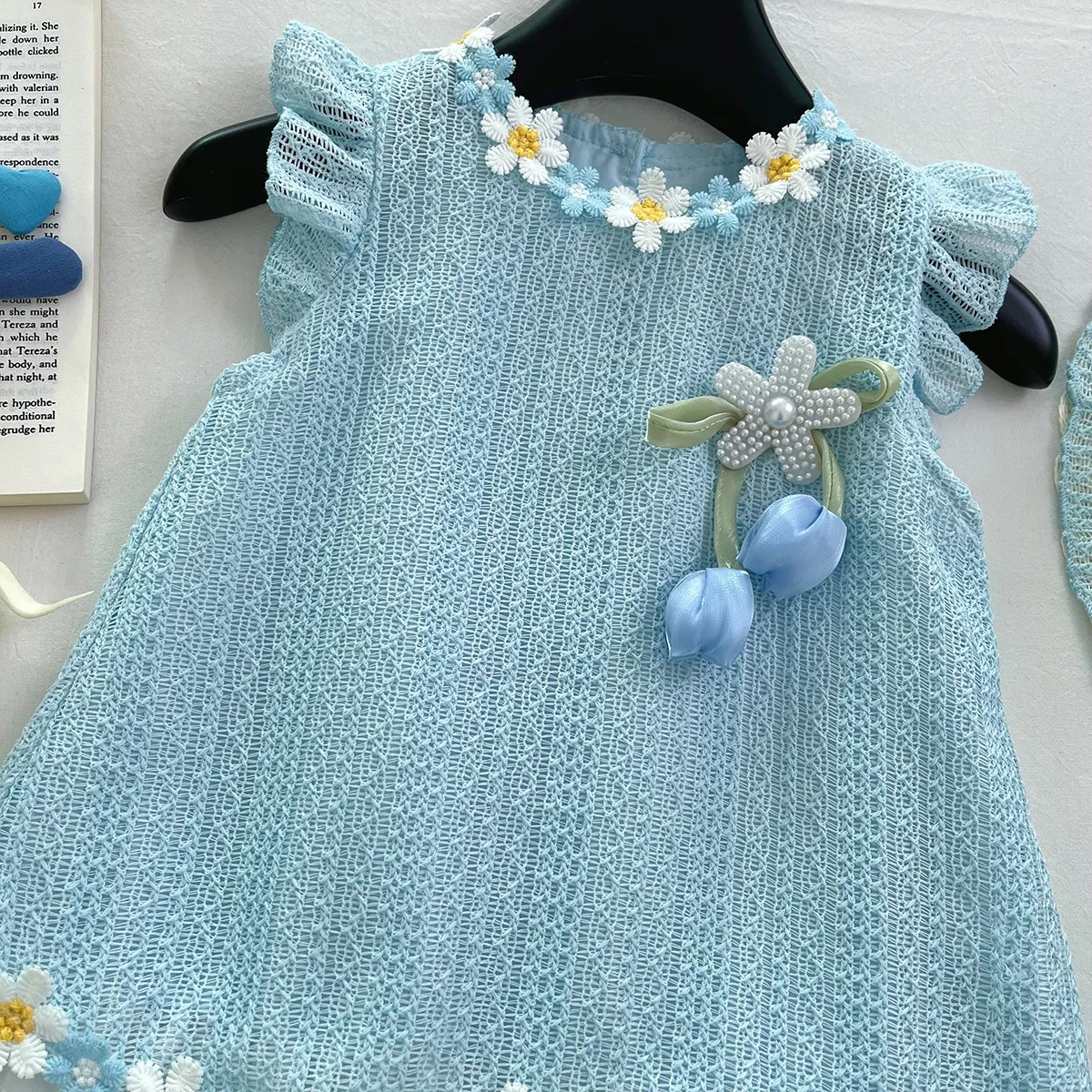 2025 Summer New Sleeveless Splicing Mesh Dress Baby Korean Version Foreign Style Refreshing Mesh Skirt