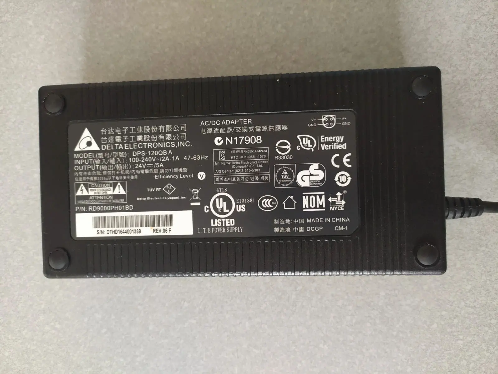 Genuine Delta 24V 5A AC Adapter 120W Charger DPS-120QB A ADP-120CB B Round 4 Pin Plug Power Supply