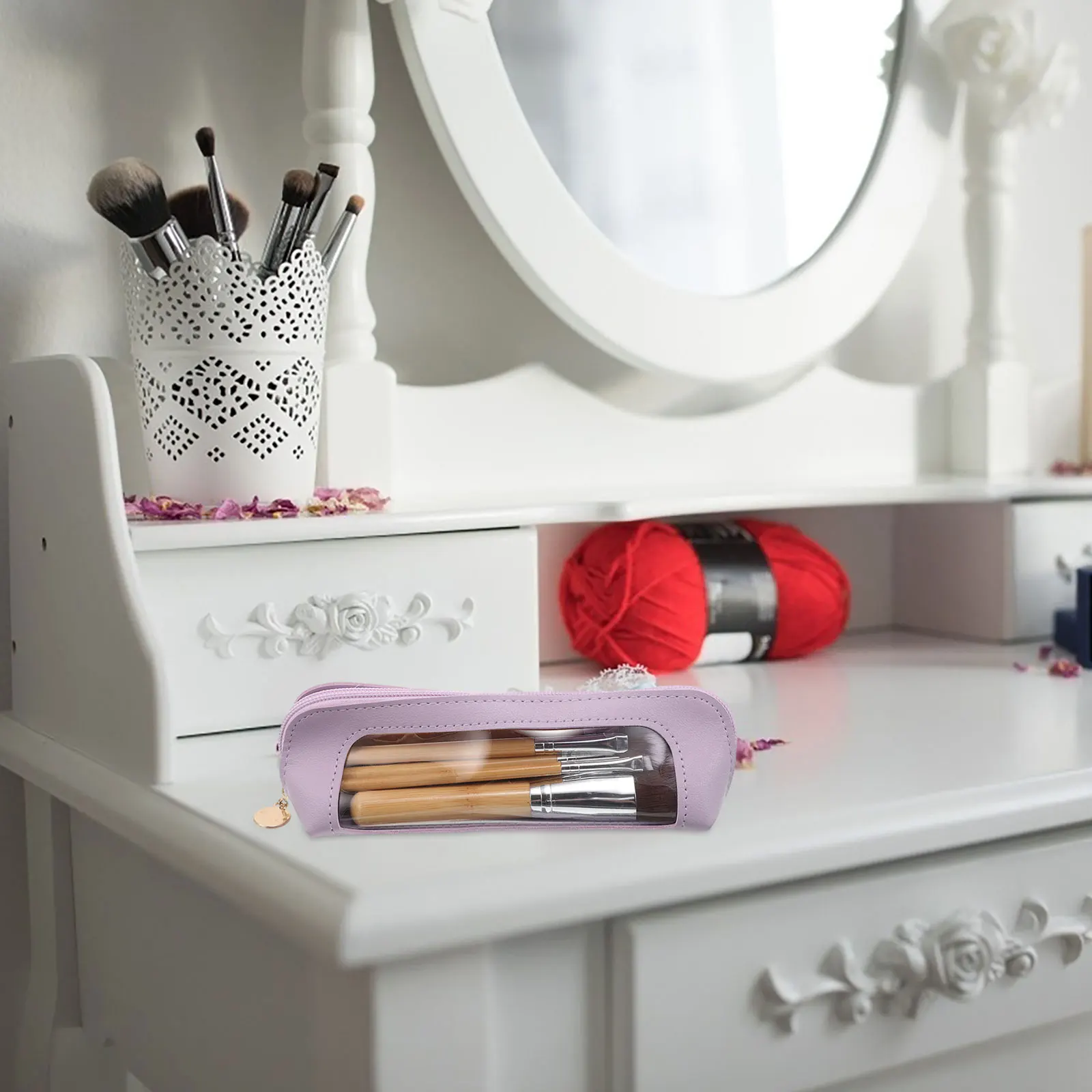 Bolsa ligera para brochas de maquillaje, para viajes, transporte diario, diseño transparente con cremallera resistente, organizador de herramientas de maquillaje