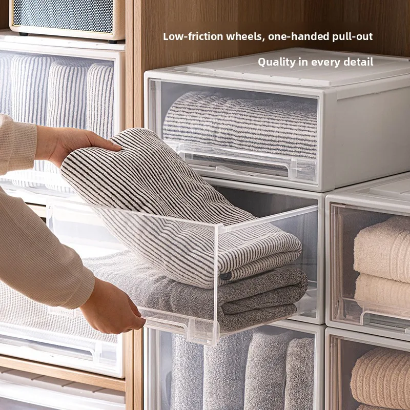 Thickened Drawer Type Storage Box Wardrobe Organizer Transparent Large Capacity Clothes Storage Box for Home Use Underwear Ar...
