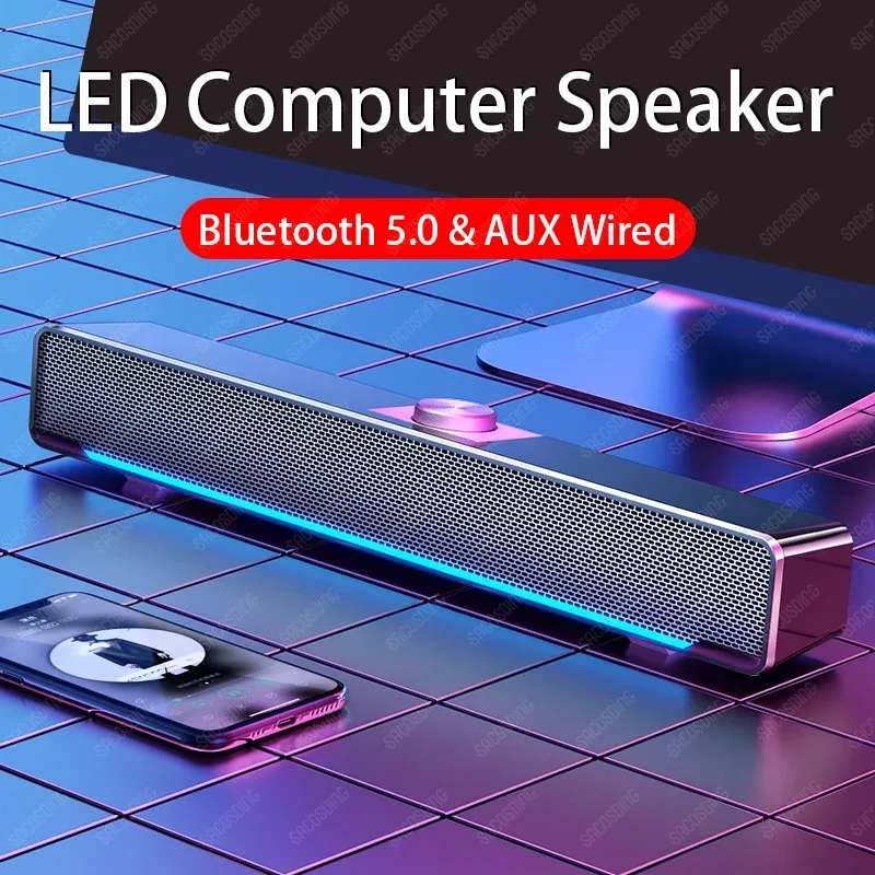 

2024 LED TV Sound Bar AUX Wired Wireless Bluetooth Speaker Home Theater System Surround SoundBar for PC TV Speakers for Computer