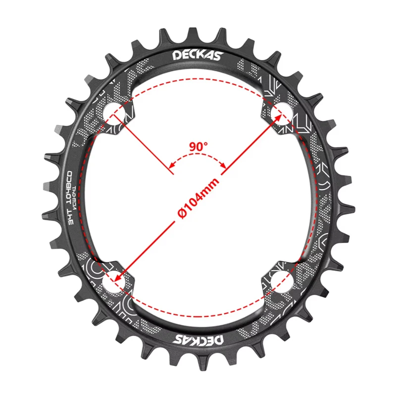 DECKAS 104BCD Chainring Round Oval 40T 42T 44T 46T 48T 50T 52T MTB Mountain Bicycle For Shimano 8-12S Crankset Aluminum Alloy