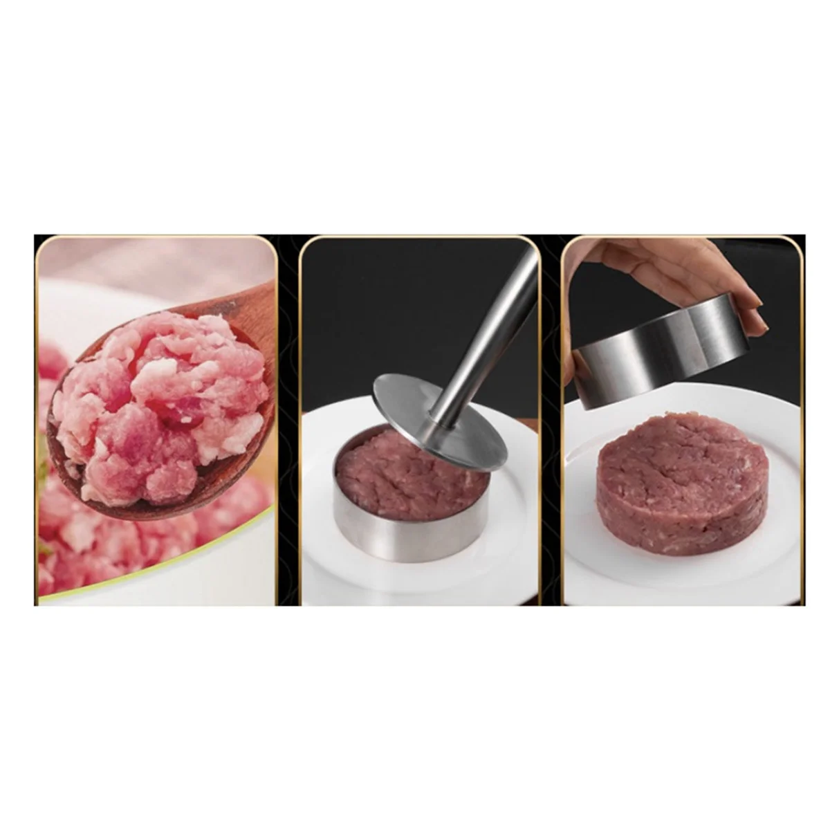 304 Stainless Steel Hamburger Meat Cake Press Burger Patty Maker Mold Manual Cake Beef Pork Rice Press Grill Meat Tools