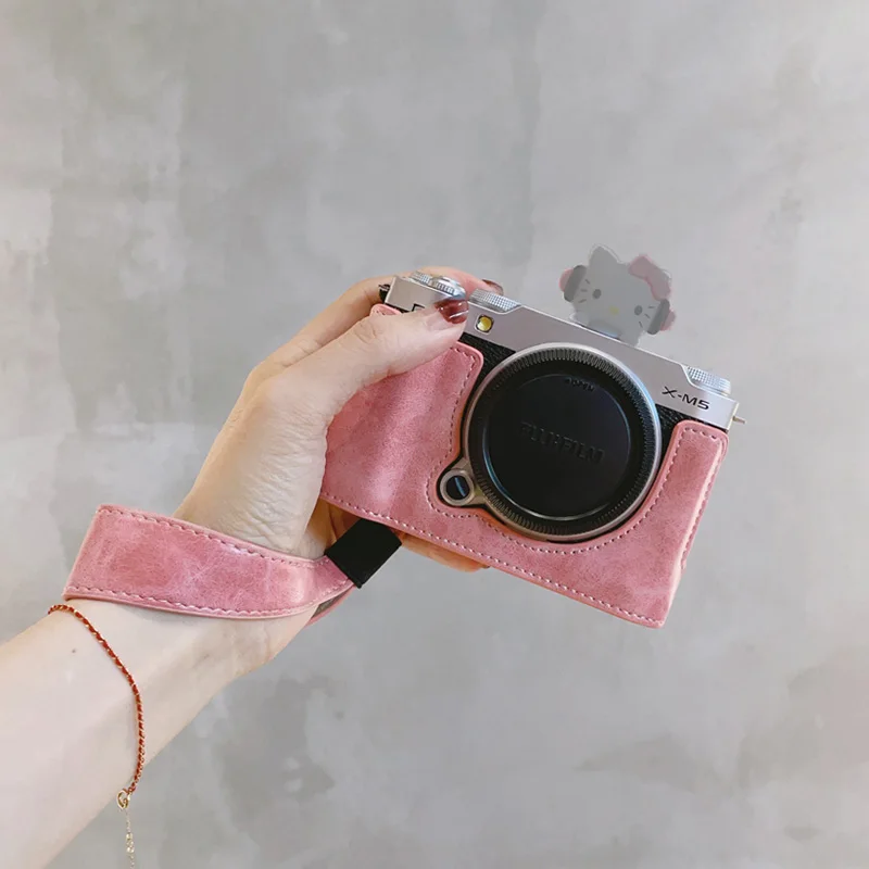 Retro PU Leather Camera Protective Case for Fujifilm X-M5 XM5 Half Body Base Shoulder Strap Dustproof Portable Camera Accessory