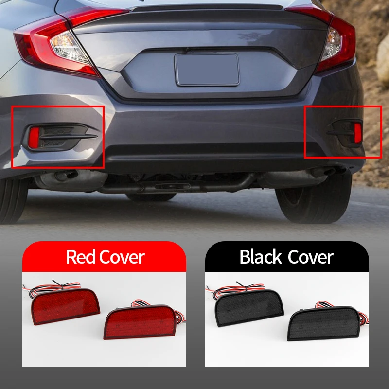 

2PCS For 10th Gen Honda Civic Sedan Coupe 2016-up LED Rear Bumper Reflector Light LED Stop Brake Light Backlight Replacement 12V