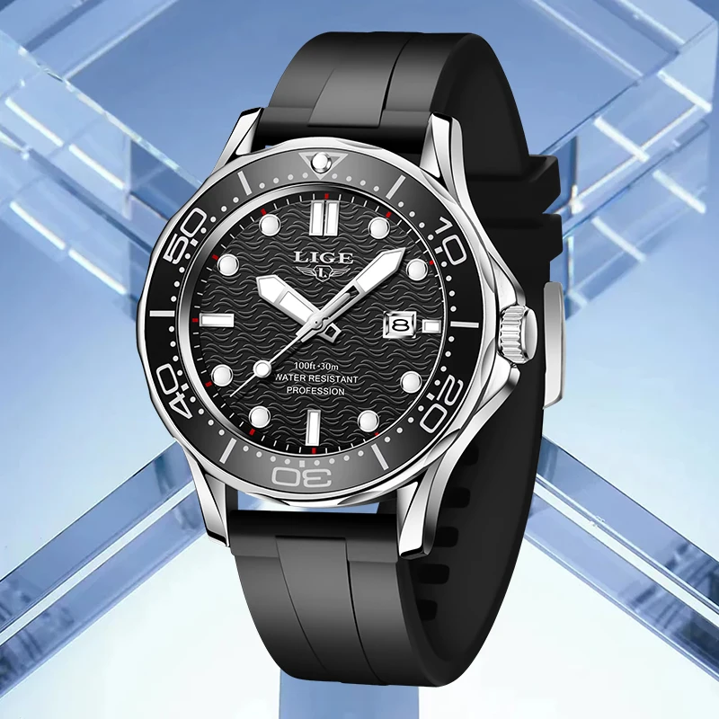 

LIGE Fashion Luxury Man Watch Simple Casual Sport Watches for Men Waterproof Luminous Silicone Strap Quartz Wristwatch Clock New