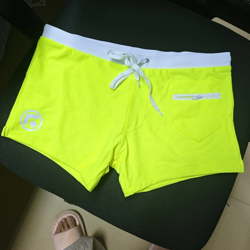 2026 real shot original picture fashionable close-fitting front horizontal strip pockets, q  hot spring swimming trunks men's AQ