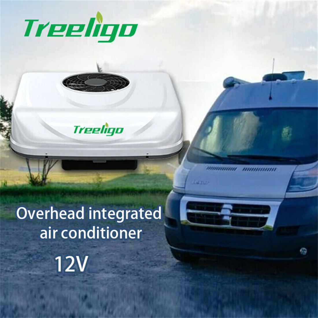 

Treeligo 10500BTU 12V Automotive RV Rooftop air conditioner Electric Parking Air conditioning 24V for Camper Van Bus Motorhome