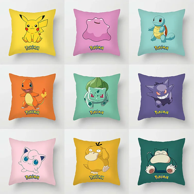 Anime Figure Pokemon Cushion Cover Pikachu Go Psyduck Pillowcase Cartoon Pillow Cases Sofa Car Home Plush Decorative Toys Gifts