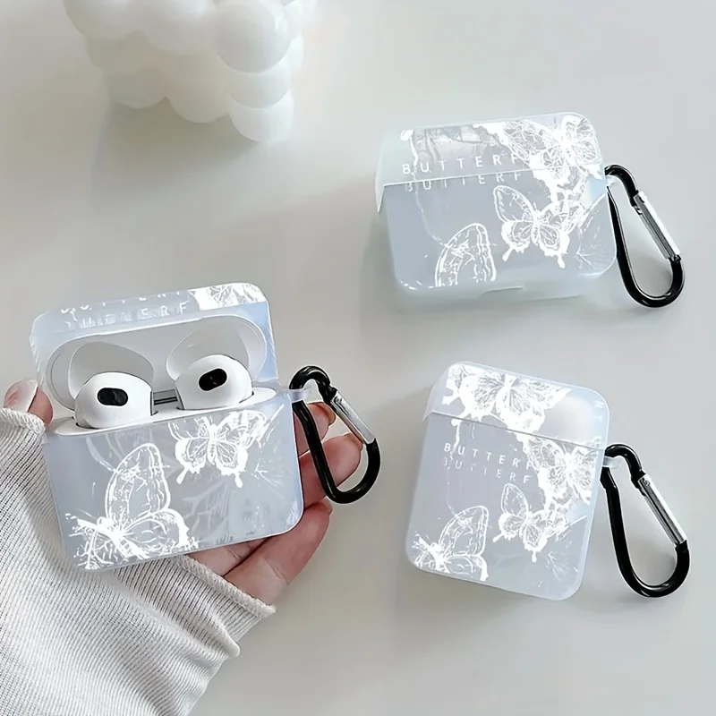 Doodle butterfly Case For AirPods pro2 Protective Cover For Apple Airpods 2 Case  Earphone Accessories Earphone Cover With Keych