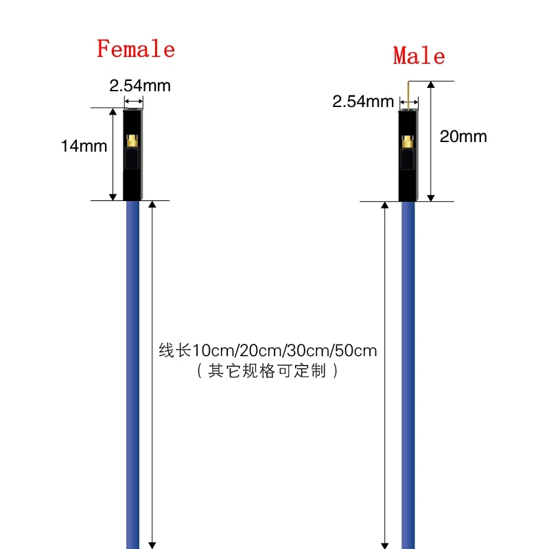 10pcs 26AWG 22AWG DuPont 2.54 Ultra Soft Silicone DuPont Wire 30-core Ultra soft Female to Female to Male to male 1-pin cable