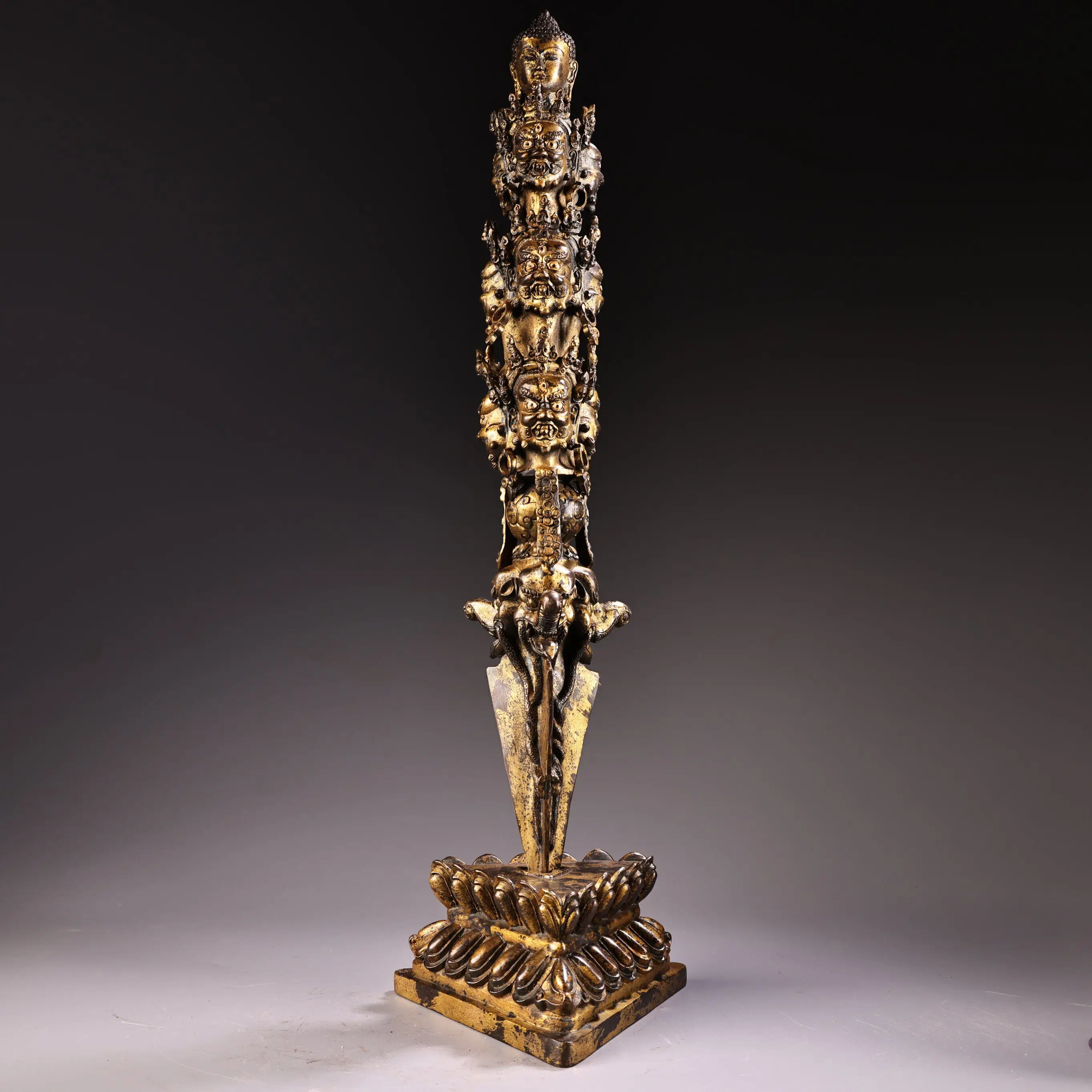 Pure Brass Tibetan Ucchusma Hayagriva Phurba Kila Ritual Ornament Stand Altar Decor