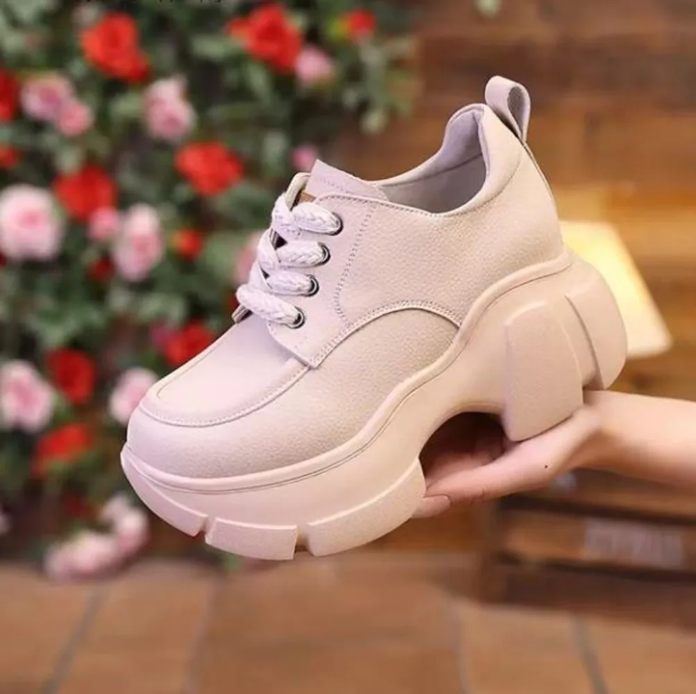 

Inner height increasing heel loafers women new single shoes thick soled small leather shoes sponge cake Mary Jane women's shoes