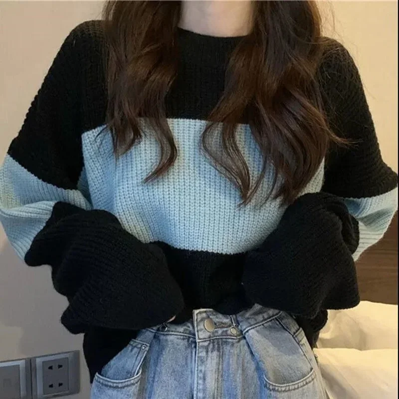 Tops Sweaters For Women With Headings Ladies Sweater Pullover Cropped Autumn 2024 Trend Cute Kawaii Black Knitted High Quality