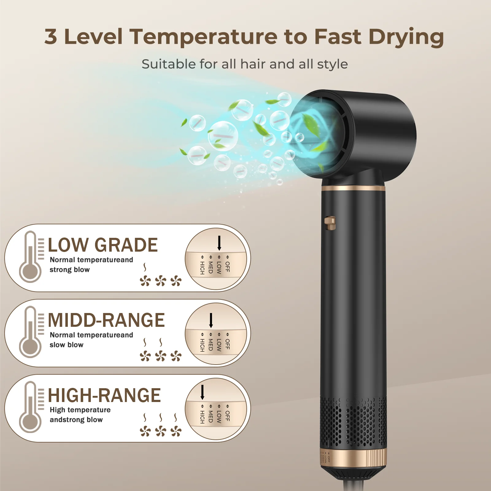 5 in 1 Hot Air Brush Hair Dryer Straightening Curler Volumuzer Easy to Use Electric Comb Hair Dryer Brush