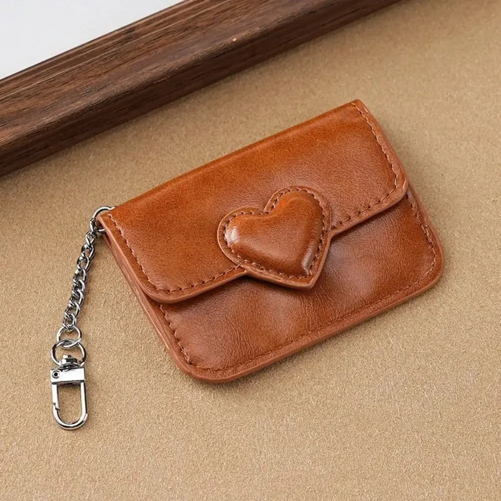 

Purse PU Leather Car Key Chain Heart Shaped Multi-card Card Holder Anti-magnetic Lightweight Small Wallet Cash Coin Bag