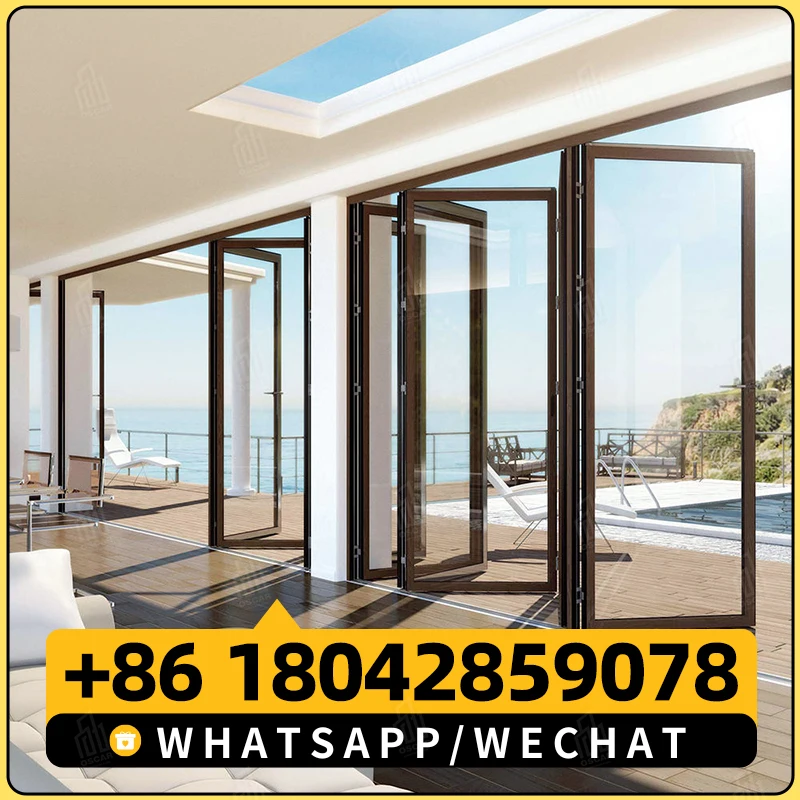 Newest Aluminum Folding Door Aluminium Bifold Patio Folding Glass Doors Outswing Energy Efficient