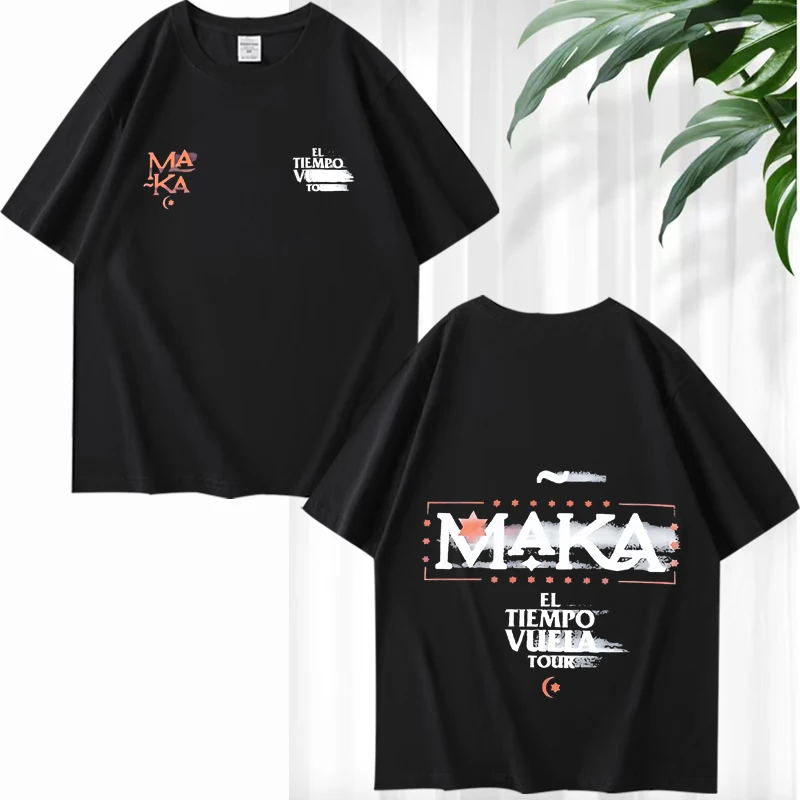 

Rapper Maka El Tiempo Vuela 2025 Tour Merch T Shirt men women funny Oversized 100% Cotton short sleeve Summer print Unisex tops