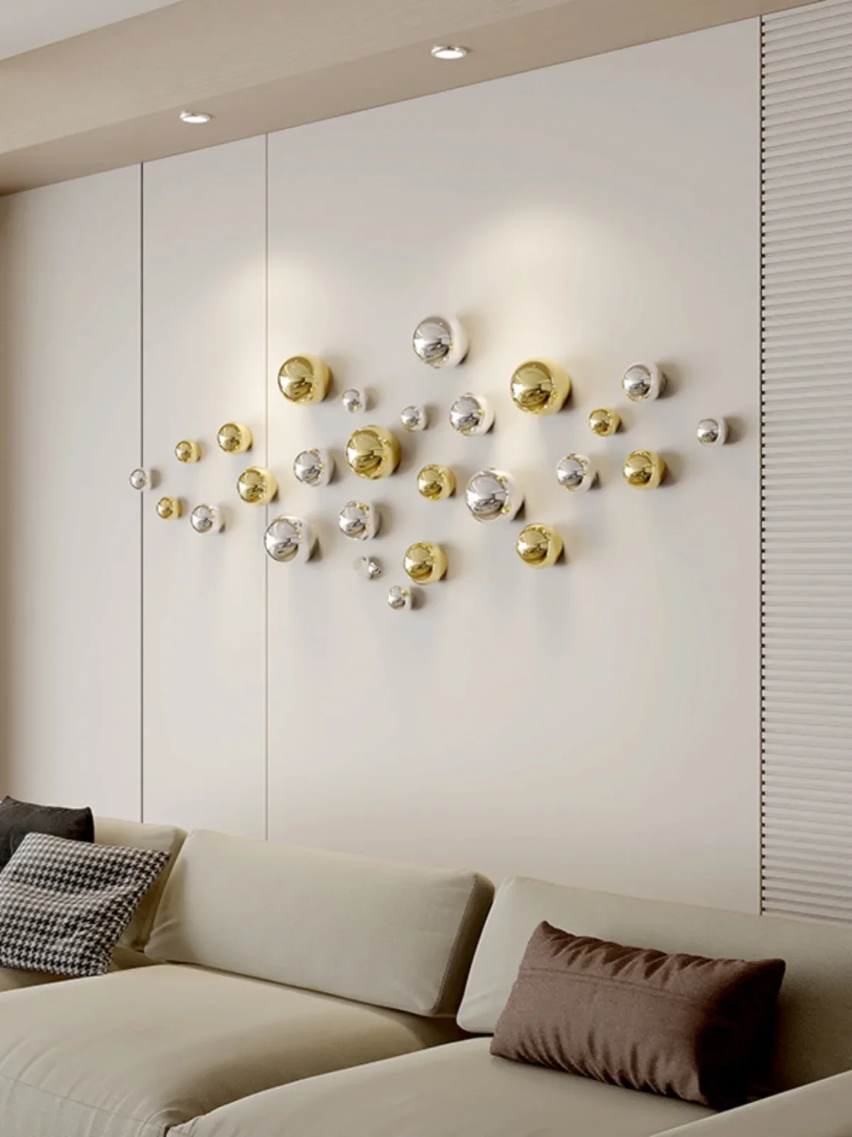 جدار ديكور تقليد الفولاذ المقاوم للصدأ ديكور الكرة غرفة المعيشة اكسسوارات المنزل فندق مطعم الجدار الشنق ديكور الفن المجال #1