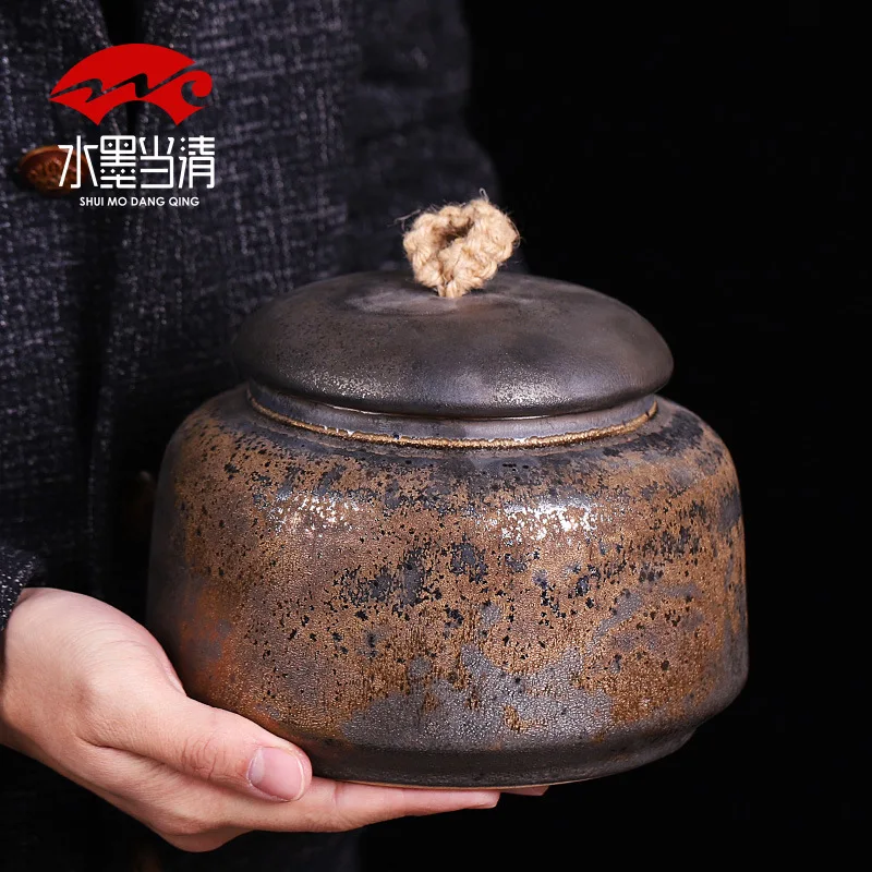 Ceramic Tea Can Retro Gilt Sealed Storage Household Moisture-proof Tea Warehouse Tea Packaging Can