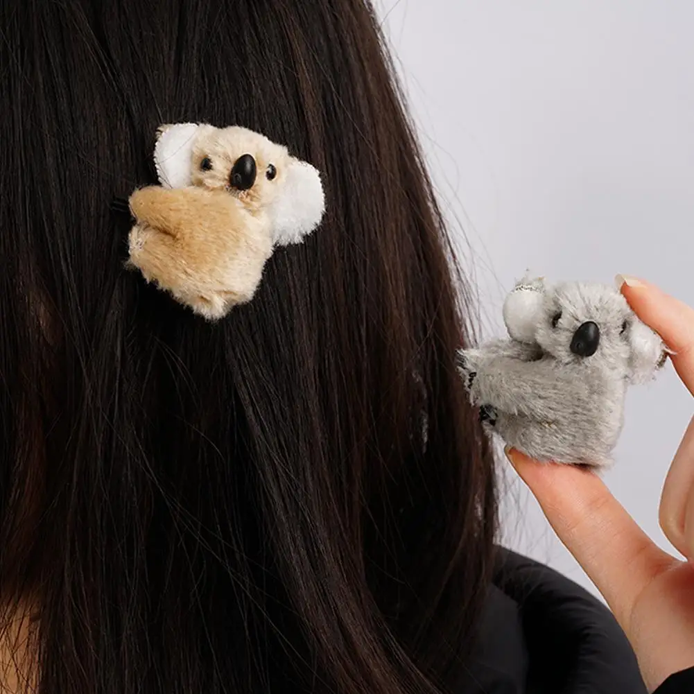 1-10Pcs Super Plush Koala Cute Fluffy Animal Hair Koala Claw Clip Bear Hair Decoration Hair Clip Hairpin Barrettes Accessories