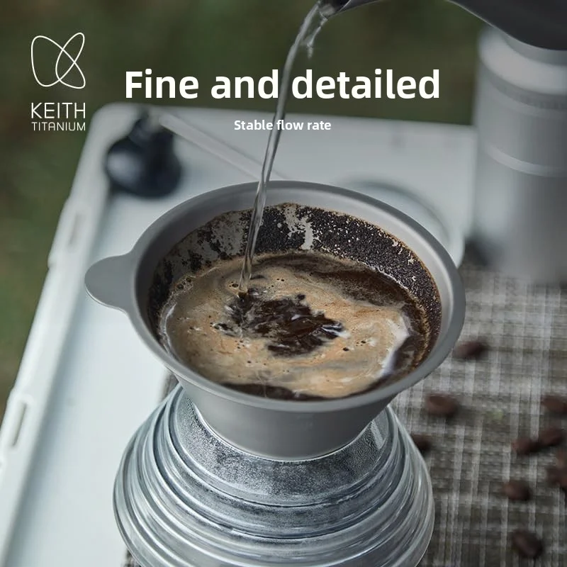 KEITH Pure Titanium Coffee Dripper, Micron Precision Filter, Reusable Hand Pour Coffee Filter for Home Office Camping