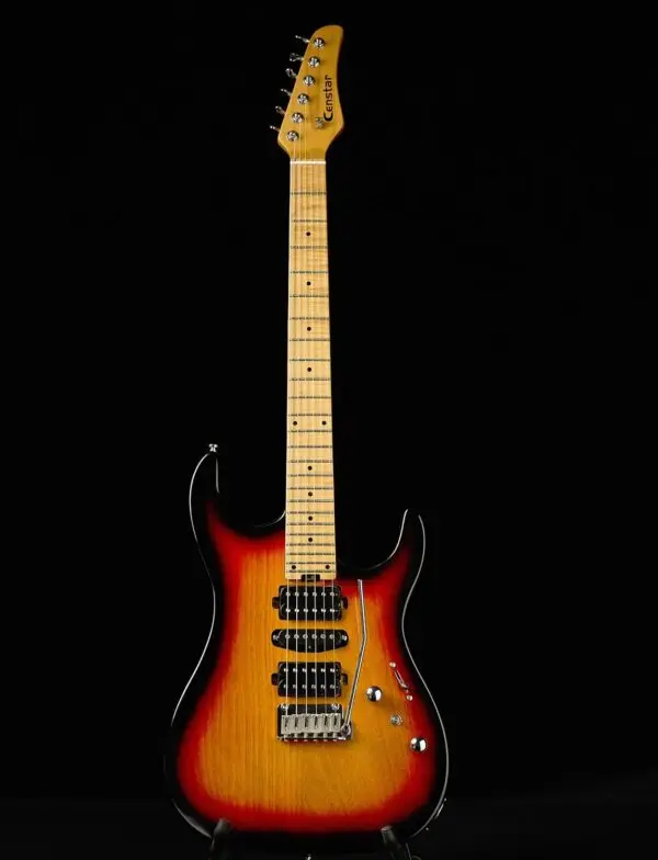 Censtar Electric Guitars with Roasted Mahogany Body and Maple Neck,Bone Nut,Coil Split Humbuckers Pickups,24 Frets