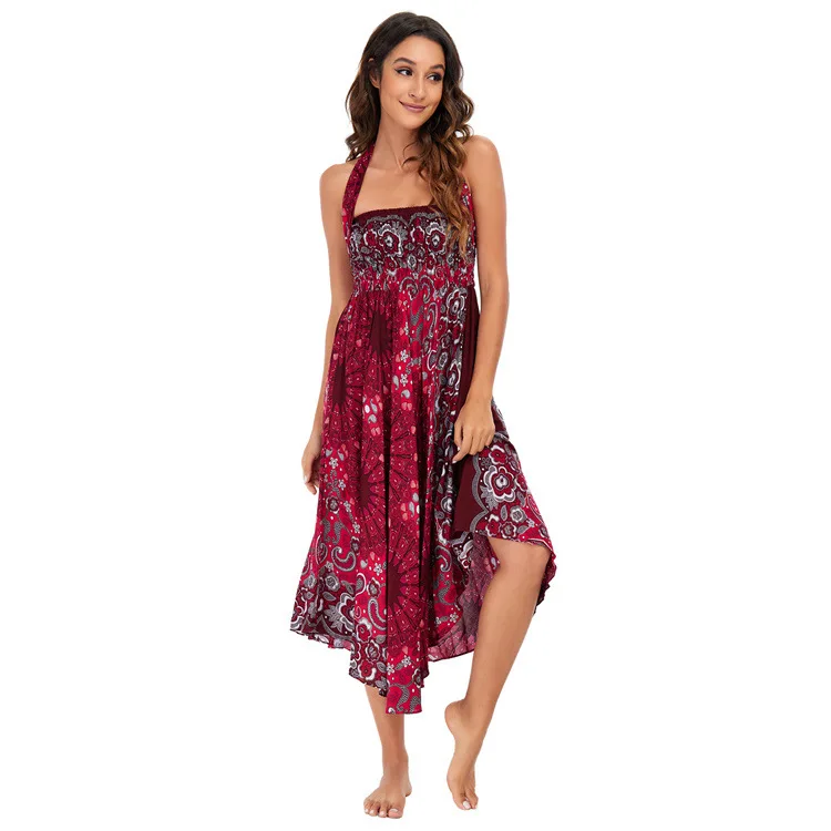 Maxi Boho Lange Röcke für Damen Bohemian Rock mit Blumenmuster Gypsy Boho Hippie Yoga Urlaub Strand – Detail 6