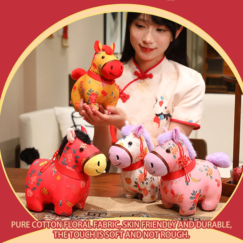 Pferdemaskottchen-Puppengeschenk, chinesisches Neujahr, handgefertigter Stoff, exquisites Tierkreiszeichen-Pferd-Mond-Neujahr, ideales Geschenk