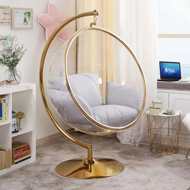 Milk Tea Shop Cafe Gold Chair Transparent Acrylic Swing Space Bubble Chair Hemisphere Cradle Chair Hanging Basket Chaise Lounge