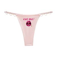 Love Heart Decoration Cotton Crotch Low-rise Underwear EAT ME Lips Cherry Sexy Thong for Women Female Panties Girls Wife Gift