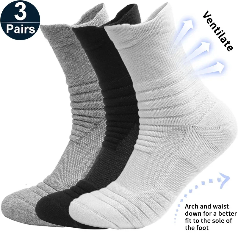 3Pairs Anti-slip Soccer Basketball Sport Socks Men Women Cotton Sock Short Long Tube Football Socks Breathable Deodorous Sock