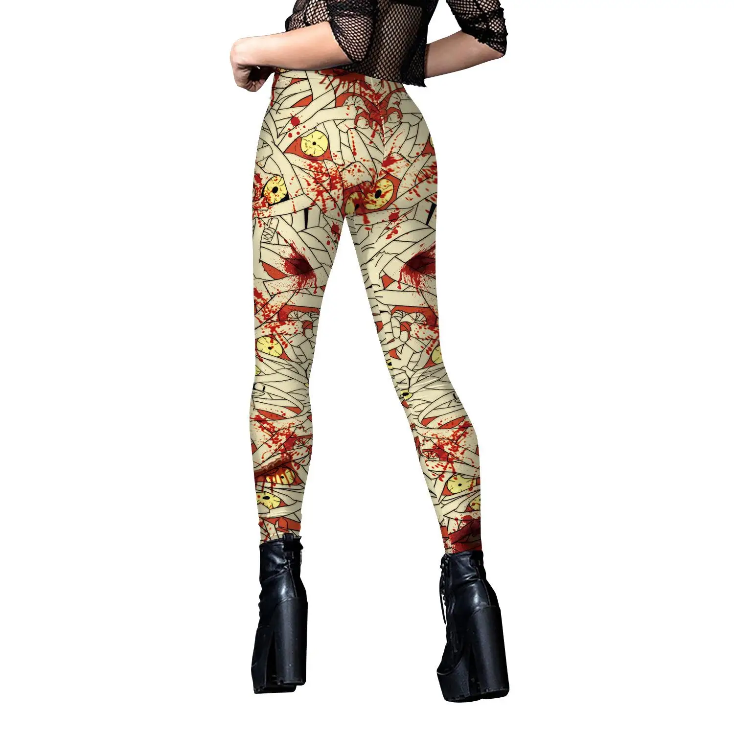 Pantaloni da yoga con stampa loween Leggings sportivi Pantaloni lunghi da donna in fibra di poliestere Stagione primaverile 2024