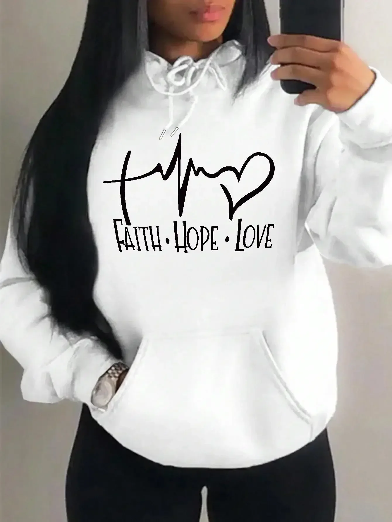 plus size Love Letter Graphic Women Hoody Street Casual Loose Sweatshirt Autumn Fleece Hooded Hip Hop O-Neck Clothing Female