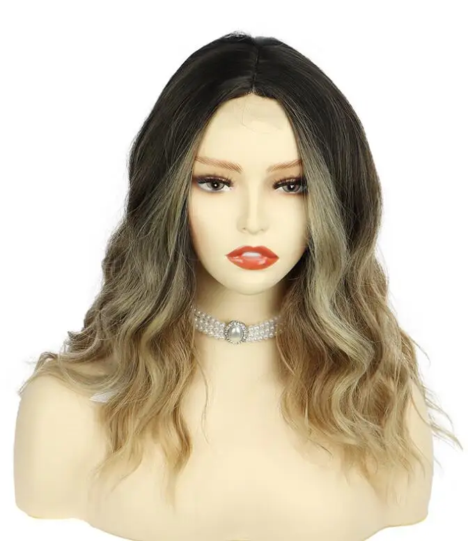 Perruque Lace Front Wig ondulée longue, 3 documents, sexy, marron foncé, violet, noir, pour femmes