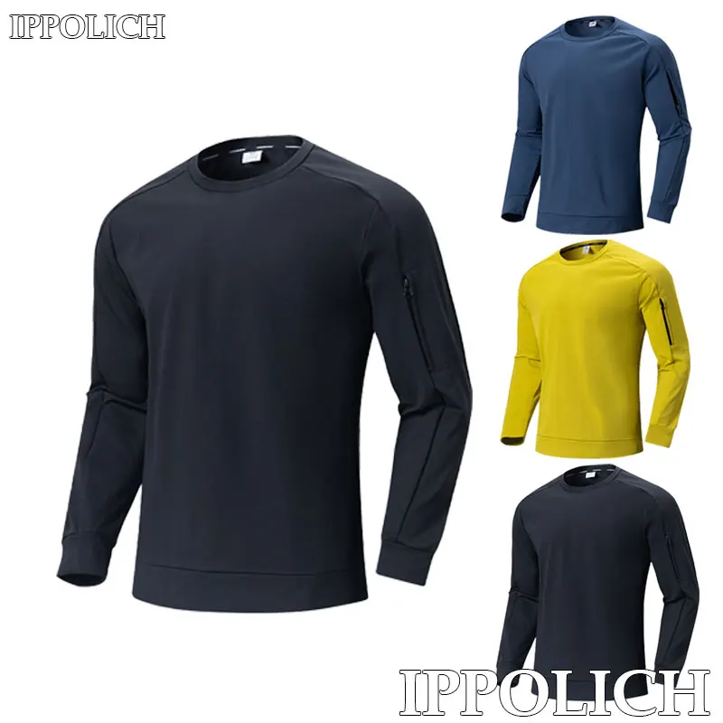 

Men Long Sleeve Sweatshirt Casual Breathable Warm Zipper Design On Sleeves Comfortable Casual Outdoor Autumn Long Sleeve Top