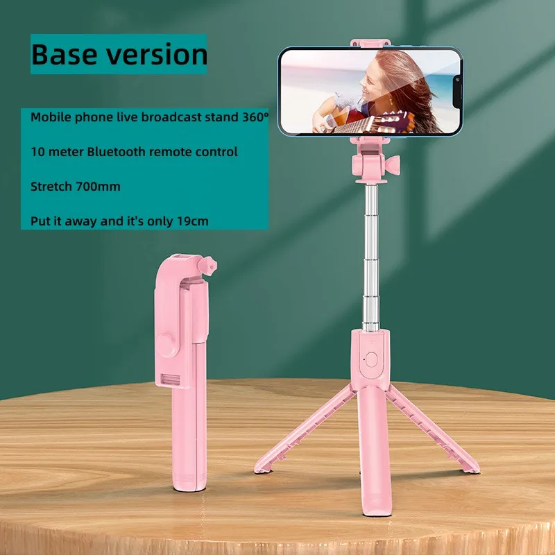 Suporte Retrátil Sem Fio para Transmissão ao Vivo, Suporte para Celular com Luz LED Dimmable e Bastão de Selfie