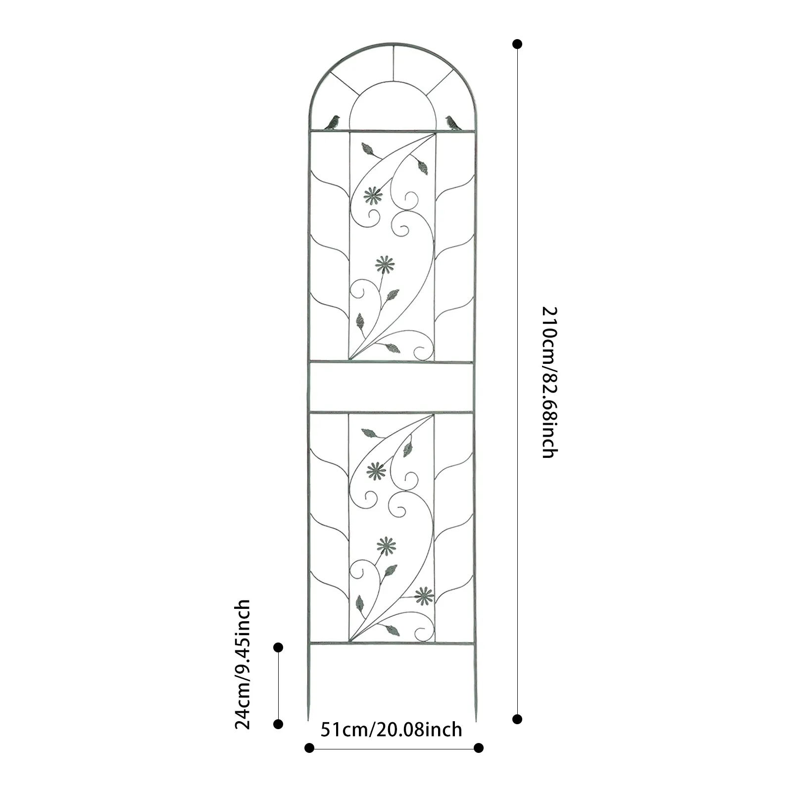 Recinzioni da giardino in ferro da 2 pezzi 20,08 * 8,68 pollici Rastrelliere per piante rampicanti Supporto per pannelli rampicanti per fiori
