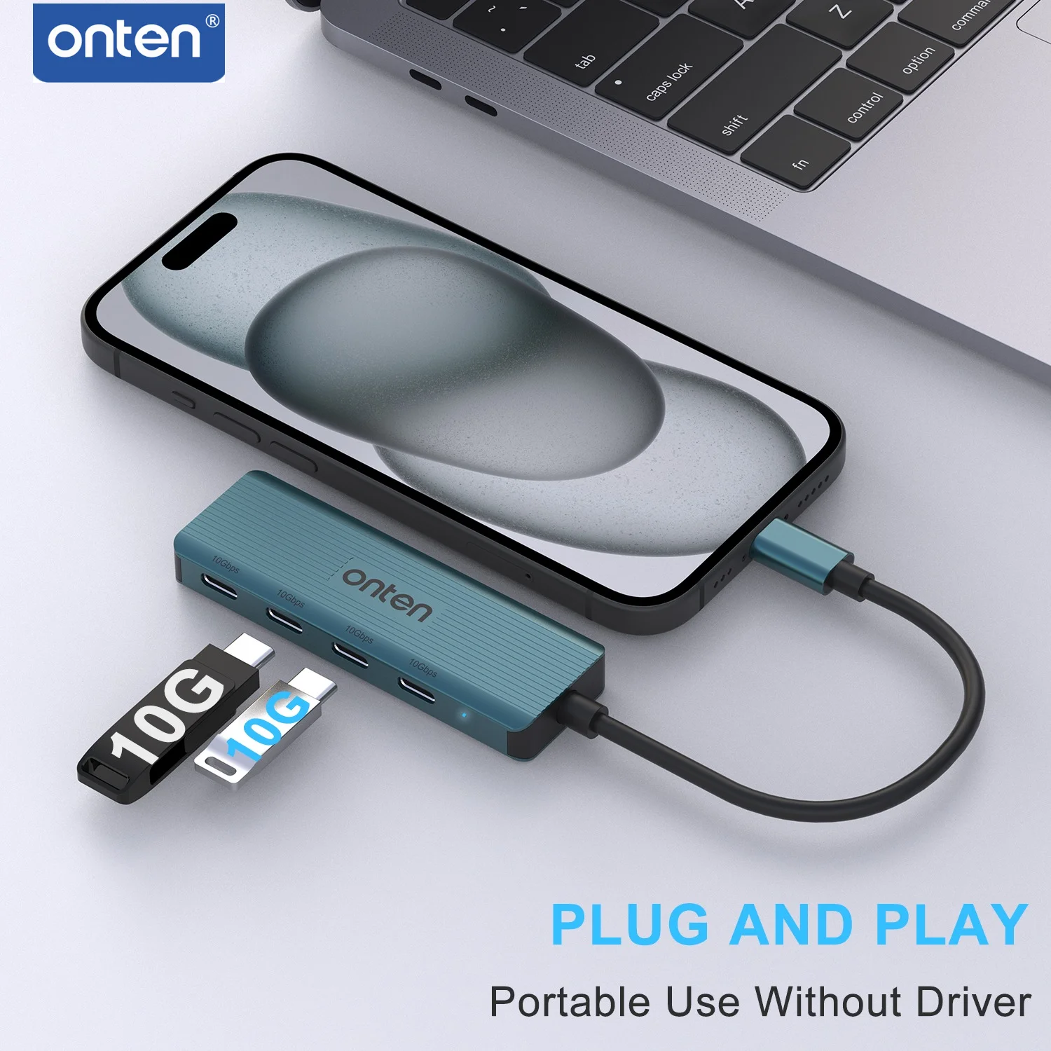 ONTEN 4-in-1 USB C HUB to 4 Port USB 3.2 Gen2 10Gbps Adapter Type-C OTG Splitter for Laptop PC MacBook Pro