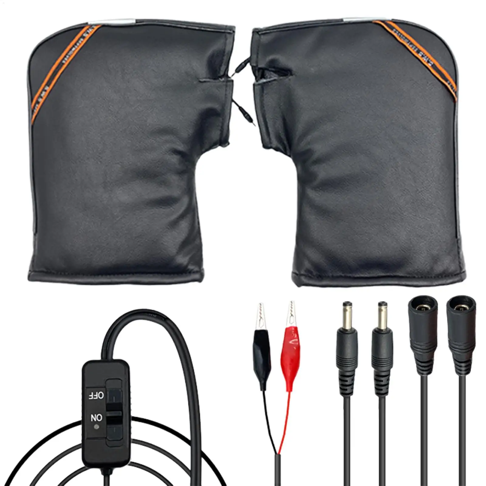 

Зимние варежки с подогревом, 12 В, водонепроницаемые теплые муфты с подогревом, грелки для ручек мотоцикла для езды, поездок на работу, повседневные зимние виды спорта