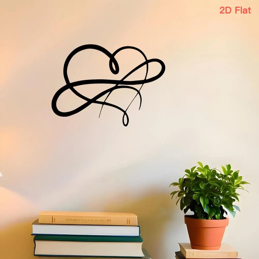 CIFbuy Metal Wall Art Elegant Minimalist Intertwined Heart Iron Sign Laser Cut Waterproof Decor For Bedroom Living Room