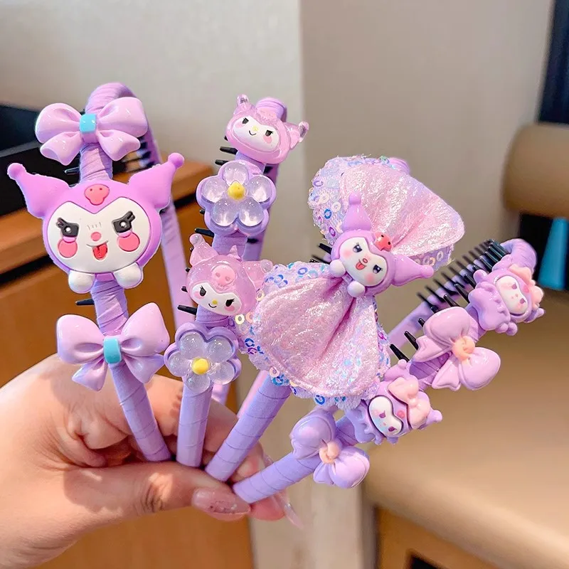 ที่คาดผมล้างหน้าเด็กน่ารัก 1 ชิ้น, เครื่องประดับผมการ์ตูน Sanrio, ที่คาดผม Kuromi หวาน, ของขวัญเครื่องประดับผมบูติก