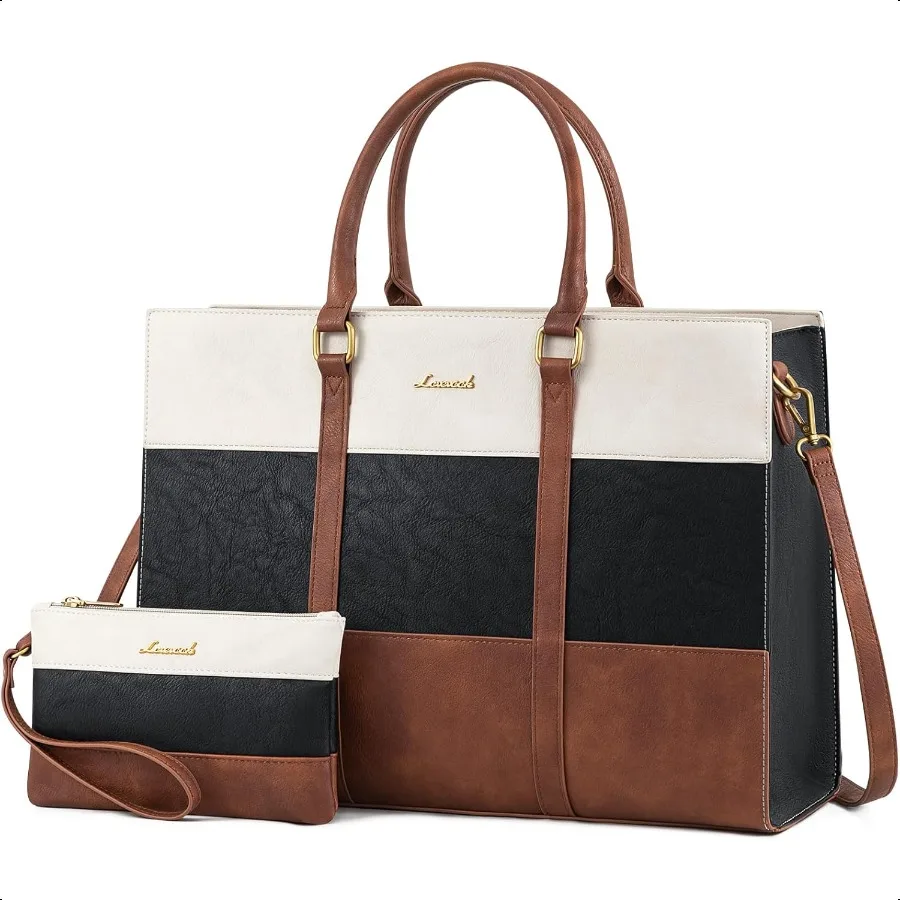 

Laptop Bag for Women 15.6 Inch Work Bags for Women Leather Laptop Tote Bag Waterproof Computer Bags with Clutch Purse Large Ca
